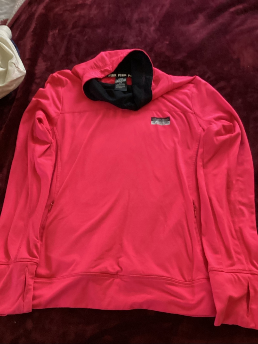 Victoria's Secret PINK Pullover Hoodie - Hot Pink with Black and White Logo